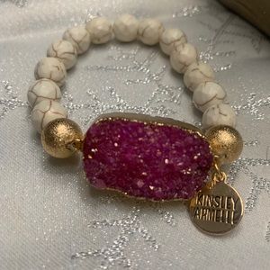 Kinsley Armelle Pink Druzy bracelet Blush Stone Co